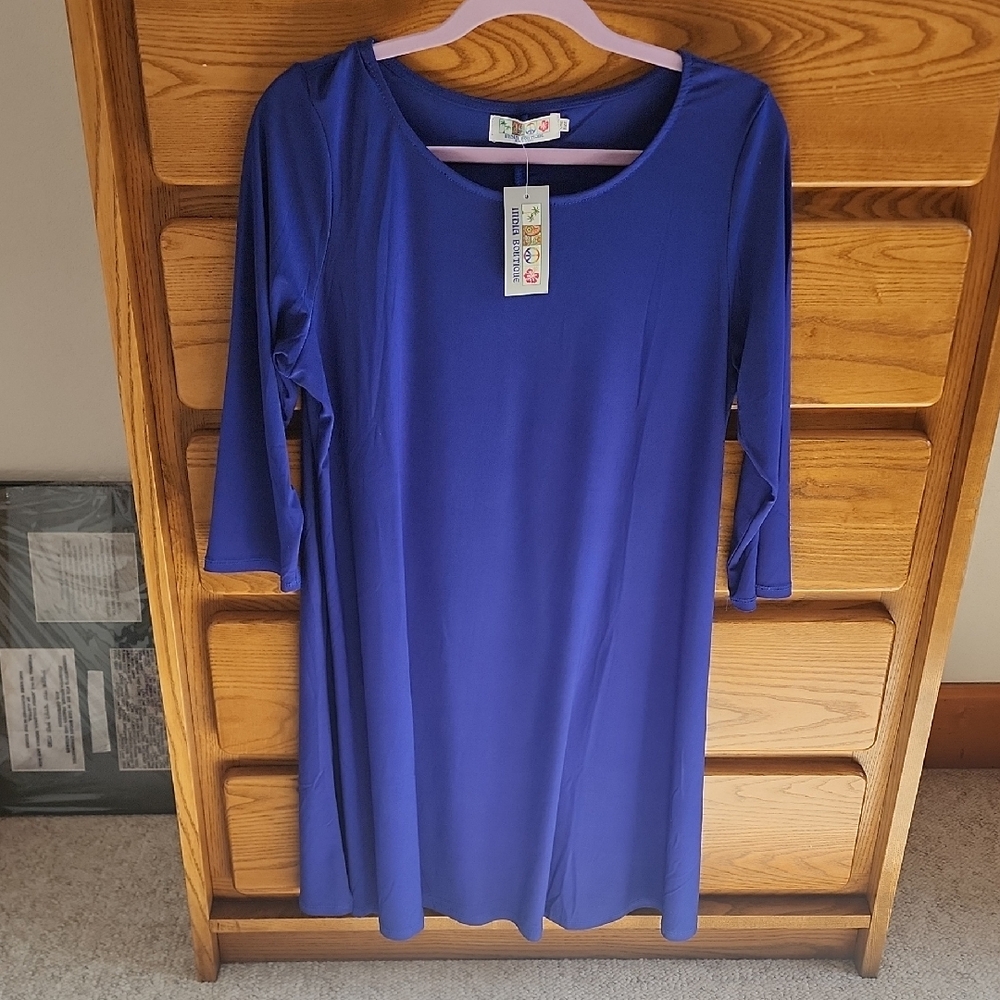 BRAND NEW WITH TAGS ONE SIZE FIT MOST GORGEOUS ROYAL BLUE MIDI DRESS/ TUNIC